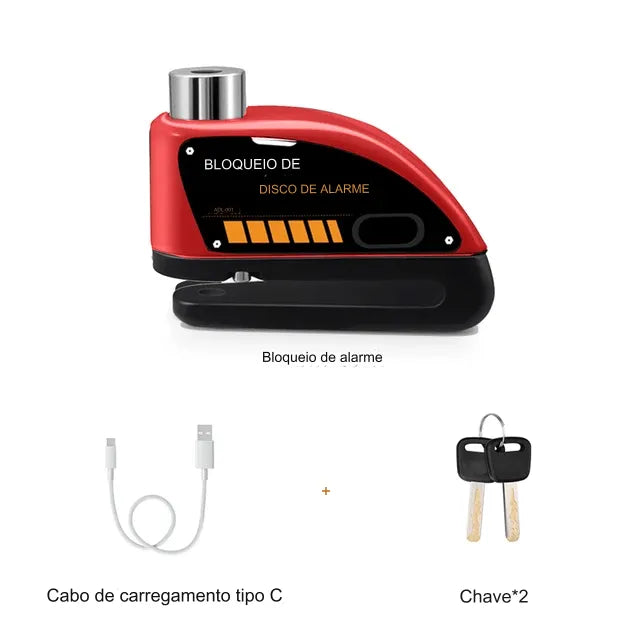 Trava de Disco Antifurto Disk Lock para Motos (120 Decibéis)